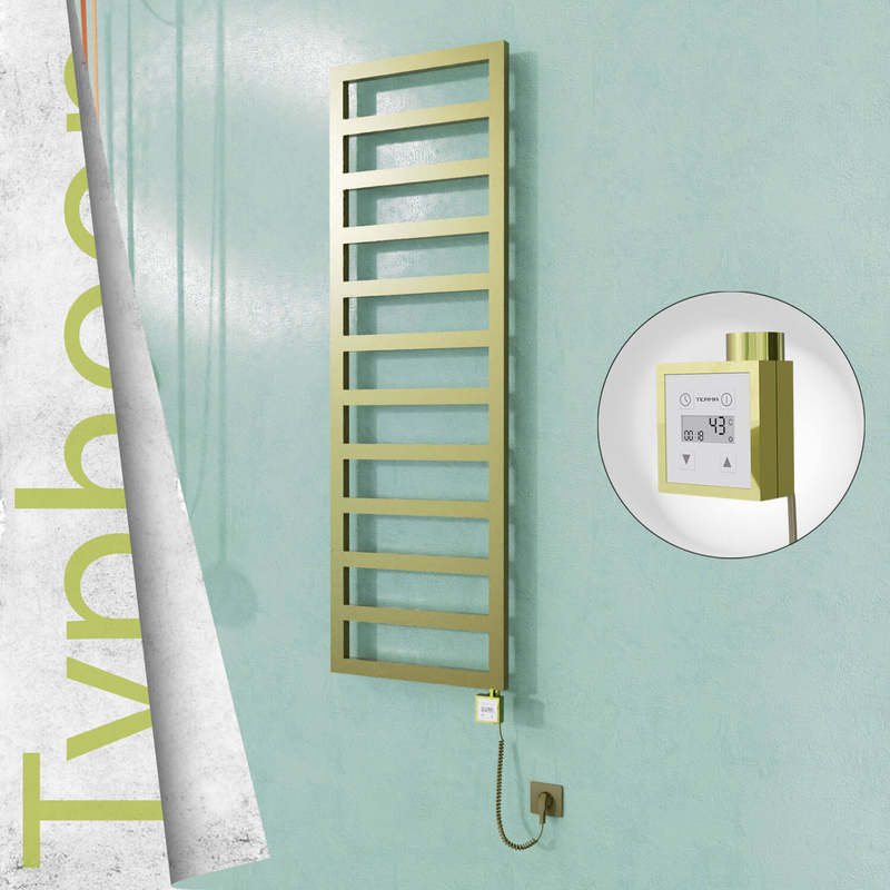 Typhoon Elektrikli Paslanmaz Çelik Havlupan 500x1160 Satine Altın (KTX3 Termostat) 300W Spiral Kablolu
