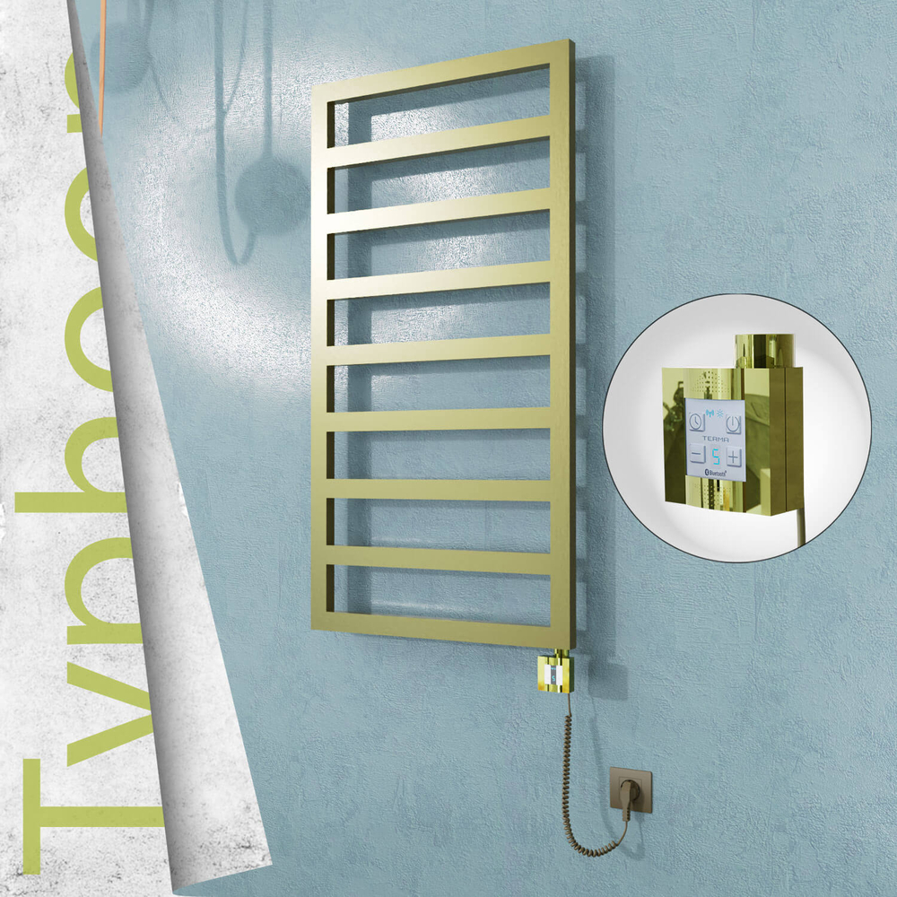 Typhoon Elektrikli Paslanmaz Çelik Havlupan 500x1580 Satine Altın (KTX4 Termostat) 600W Spiral Kablolu - 1