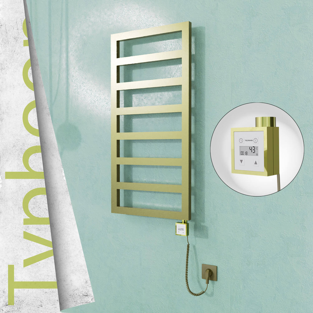 Typhoon Elektrikli Paslanmaz Çelik Havlupan 600x1020 Satine Altın (KTX3 Termostat) 300W Spiral Kablolu - 1