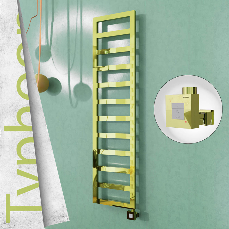 Typhoon Sèche-serviettes Électrique en Inox 400x1020 Doré (KTX1 Thermostat) 300W 