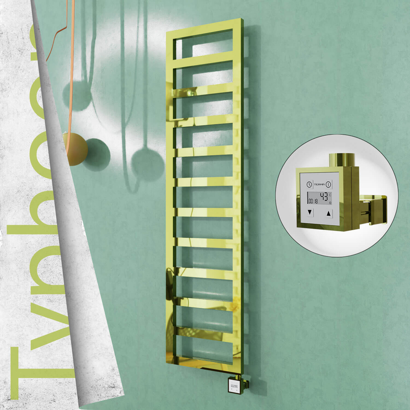 Typhoon Sèche-serviettes Électrique en Inox 400x1020 Doré (KTX3 Thermostat) 300W 