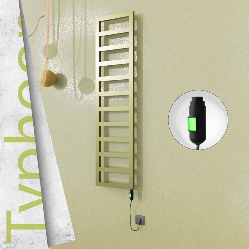 Typhoon Sèche-serviettes Électrique en Inox 400x1020 Doré Satiné (Interrupteur Marche/Arrêt) 300W 
