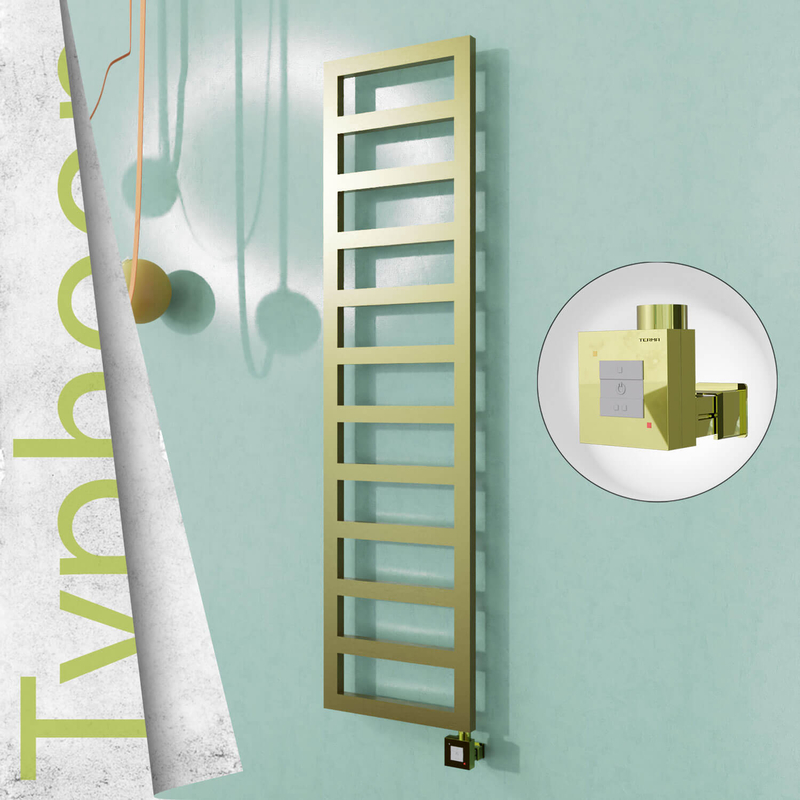 Typhoon Sèche-serviettes Électrique en Inox 400x1020 Doré Satiné (KTX1 Thermostat) 300W 
