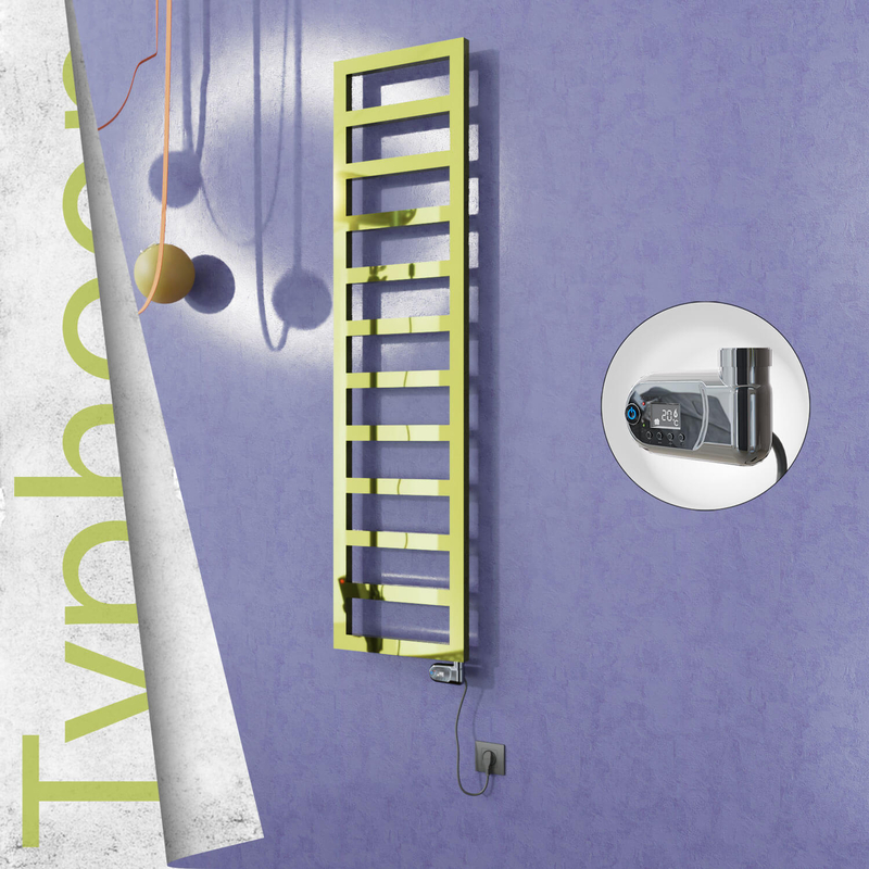 Typhoon Sèche-serviettes Électrique en Inox 400x1020 Doré (Thesis Thermostat) 300W 