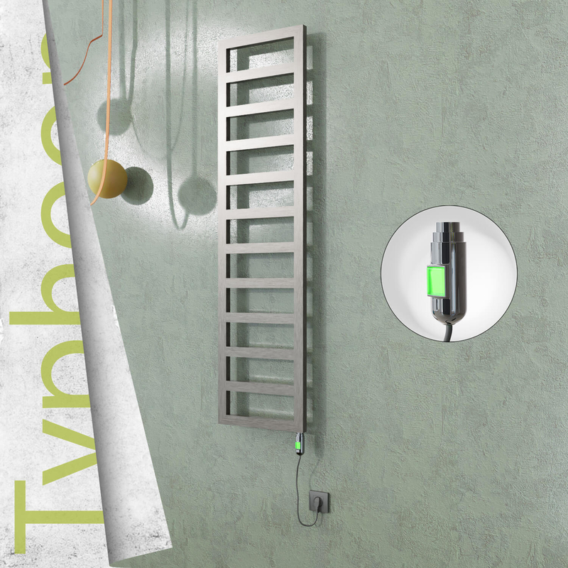 Typhoon Sèche-serviettes Électrique en Inox 400x1020 Poli Satiné (Interrupteur Marche/Arrêt) 300W 