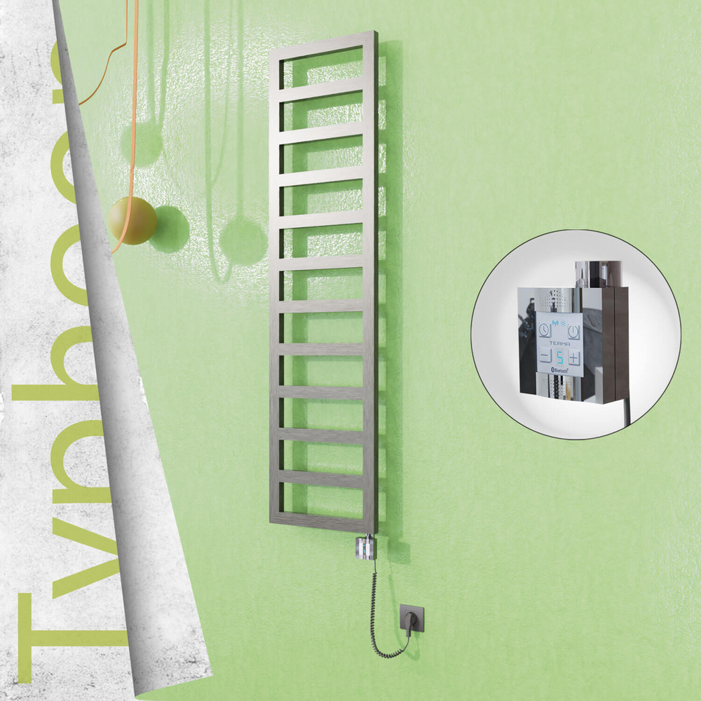 Typhoon Sèche-serviettes Électrique en Inox 400x1020 Poli Satiné (KTX4 Thermostat) 300W Câble Spiralé - 1