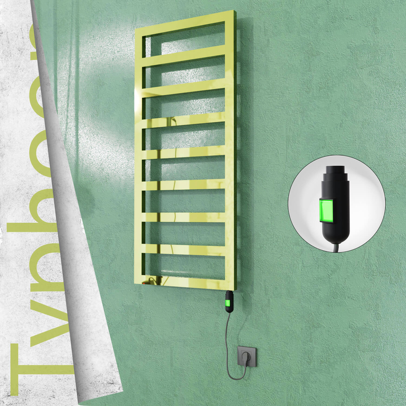 Typhoon Sèche-serviettes Électrique en Inox 400x1160 Doré (Interrupteur Marche/Arrêt) 300W 