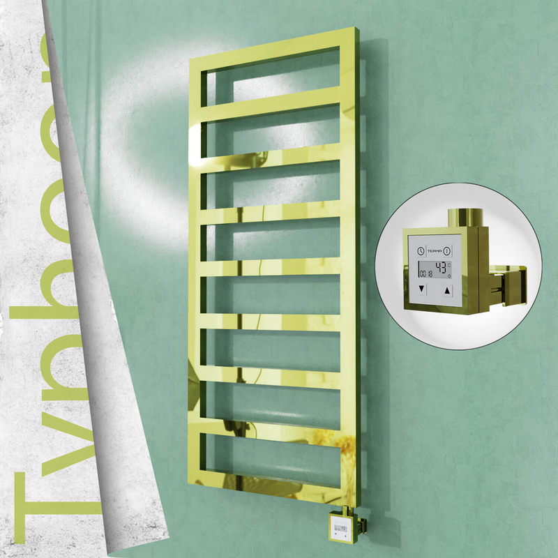 Typhoon Sèche-serviettes Électrique en Inox 400x1160 Doré (KTX3 Thermostat) 300W 