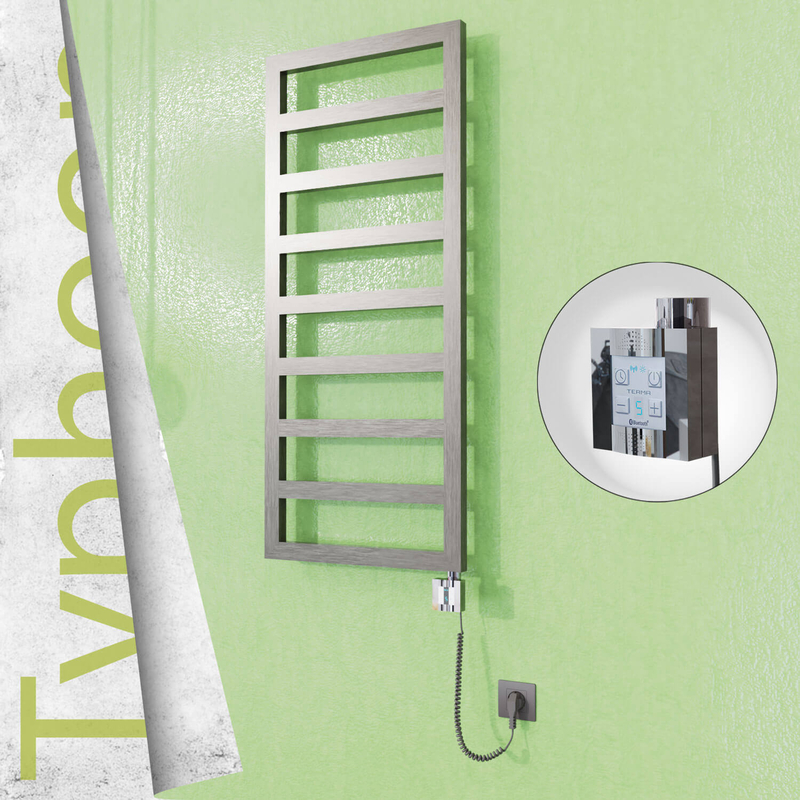 Typhoon Sèche-serviettes Électrique en Inox 400x1160 Poli Satiné (KTX4 Thermostat) 300W Câble Spiralé