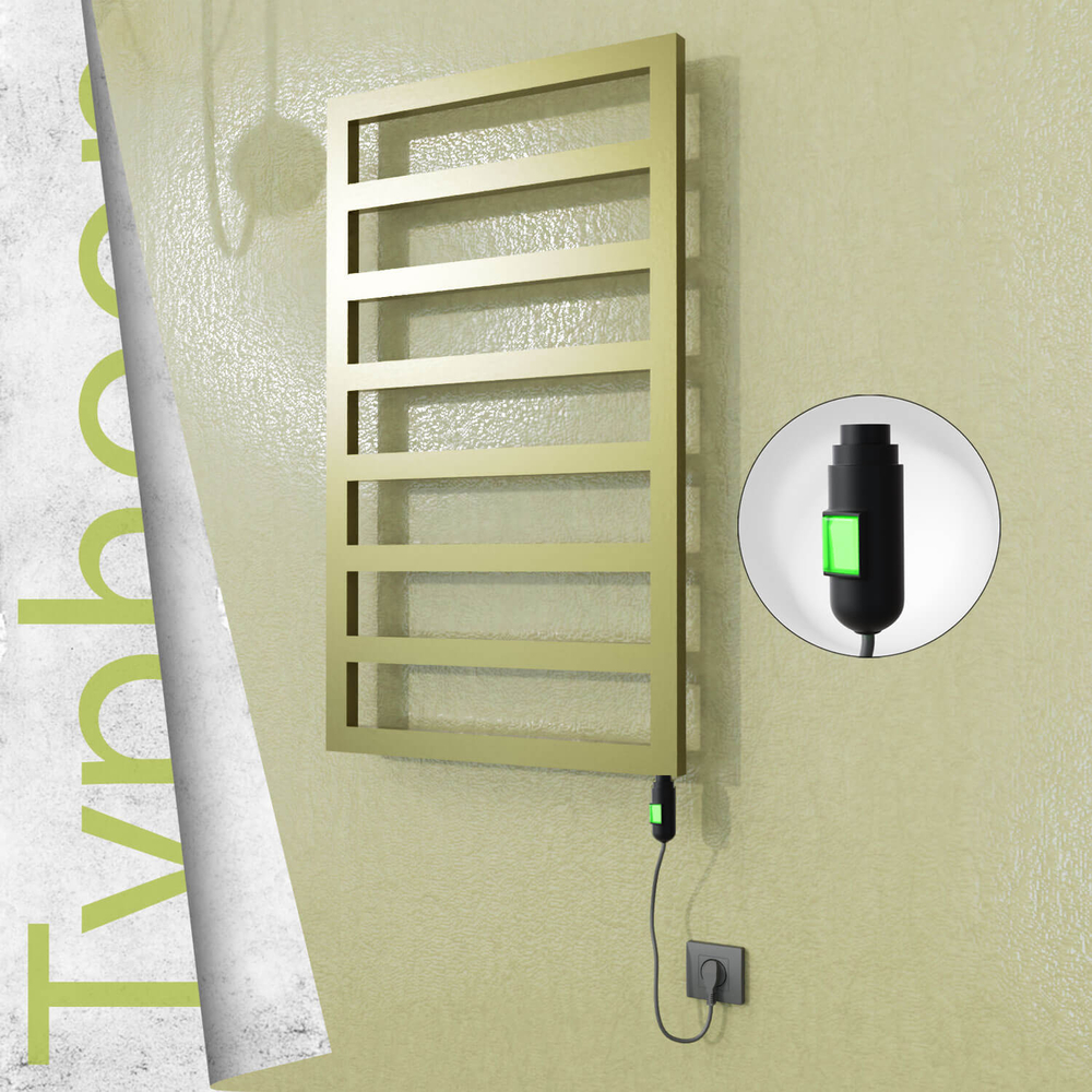 Typhoon Sèche-serviettes Électrique en Inox 400x1580 Doré Satiné (Interrupteur Marche/Arrêt) 300W - 1