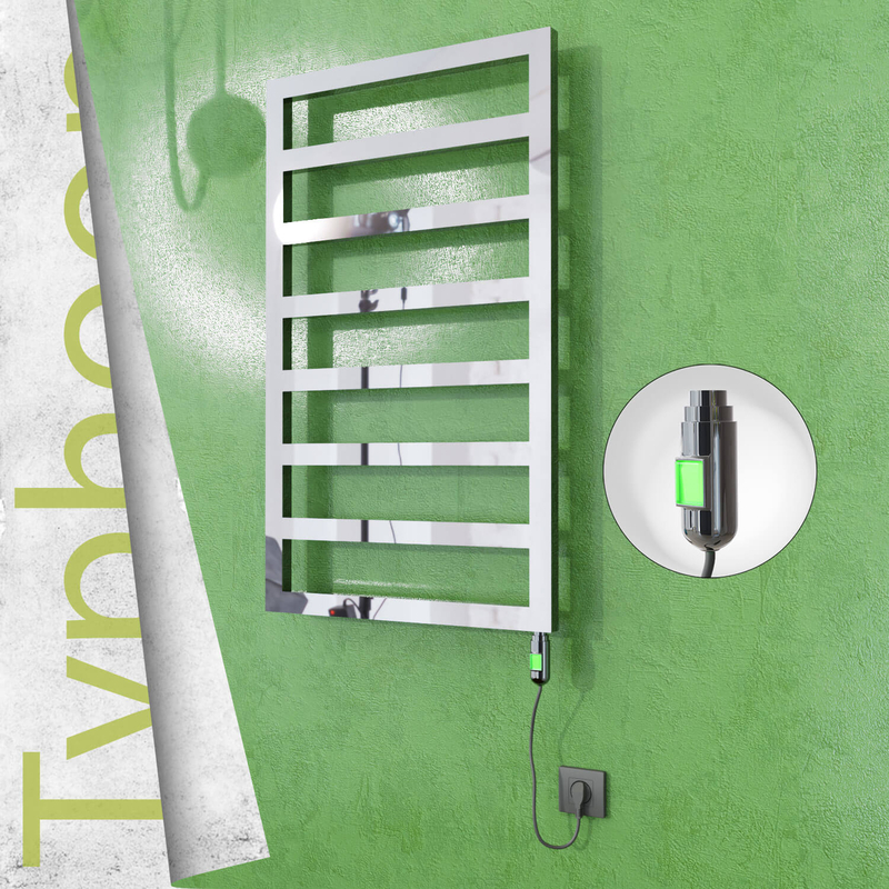 Typhoon Sèche-serviettes Électrique en Inox 400x1580 Poli Miroir (Interrupteur Marche/Arrêt) 300W 