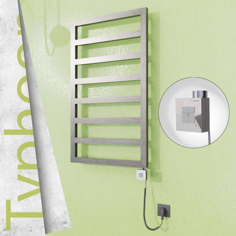 Typhoon Sèche-serviettes Électrique en Inox 400x1580 Poli Satiné (KTX1 Thermostat) 300W Câble Spiralé 