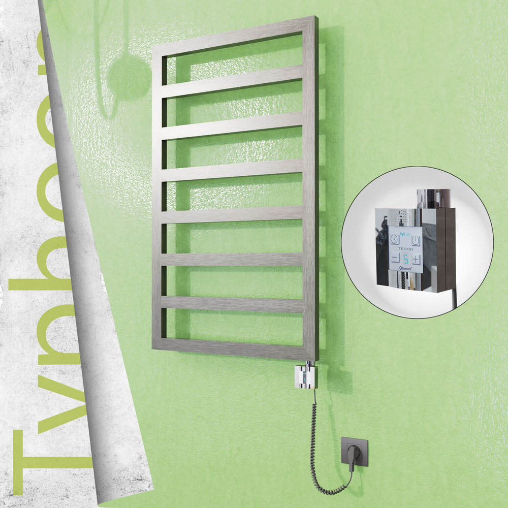 Typhoon Sèche-serviettes Électrique en Inox 400x1580 Poli Satiné (KTX4 Thermostat) 300W Câble Spiralé - 1