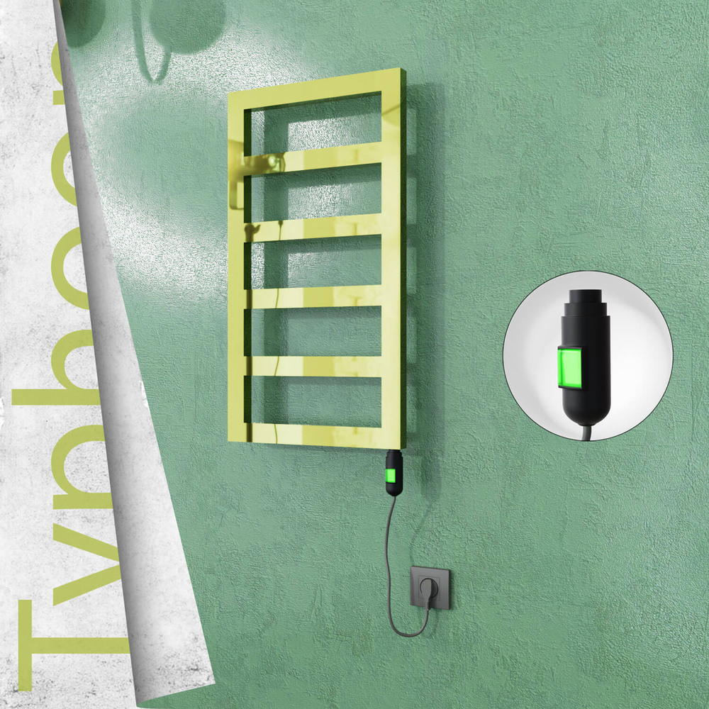 Typhoon Sèche-serviettes Électrique en Inox 400x740 Doré (Interrupteur Marche/Arrêt) 200W - 1