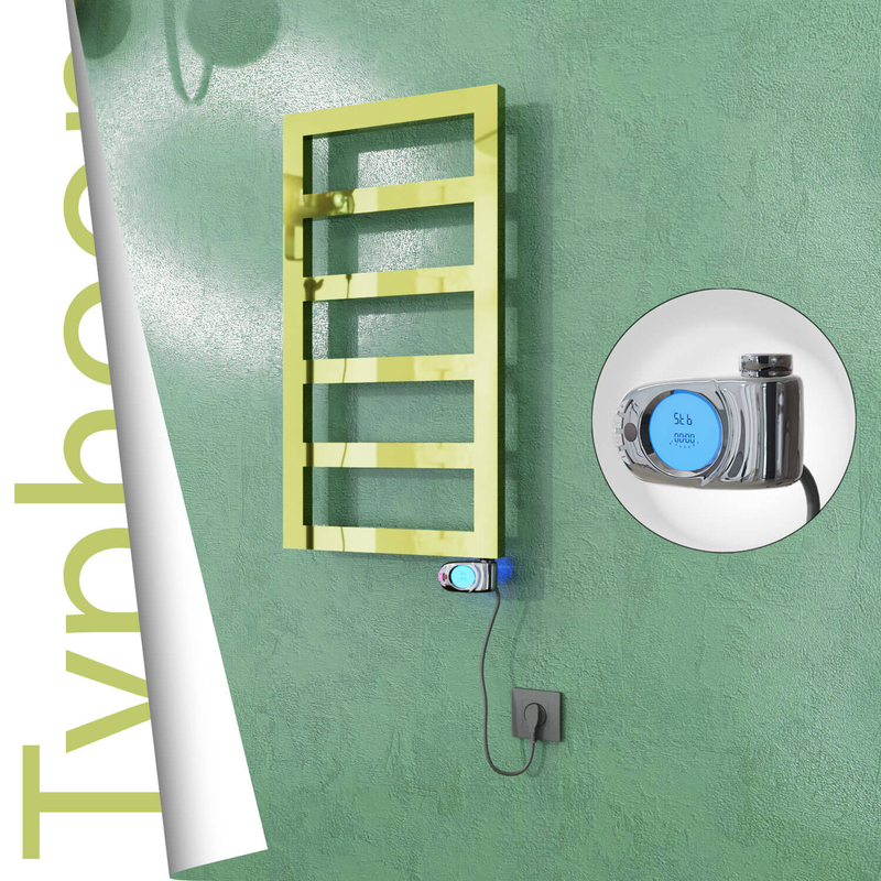 Typhoon Sèche-serviettes Électrique en Inox 400x740 Doré (Musa Thermostat) 200W 
