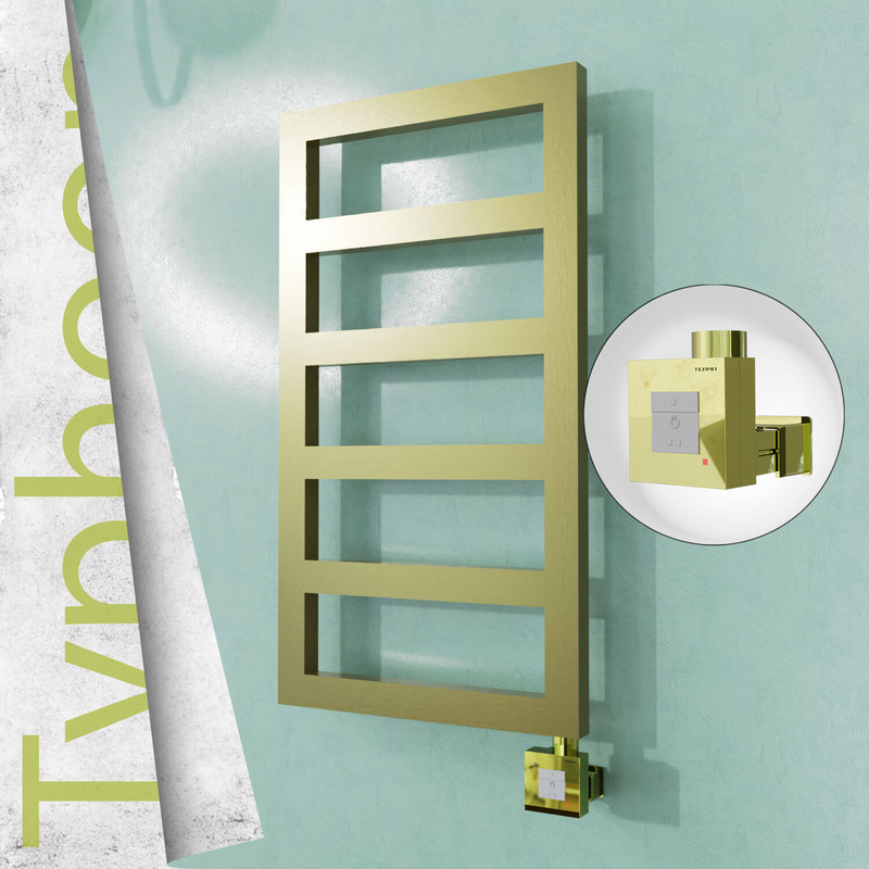 Typhoon Sèche-serviettes Électrique en Inox 400x740 Doré Satiné (KTX1 Thermostat) 200W 
