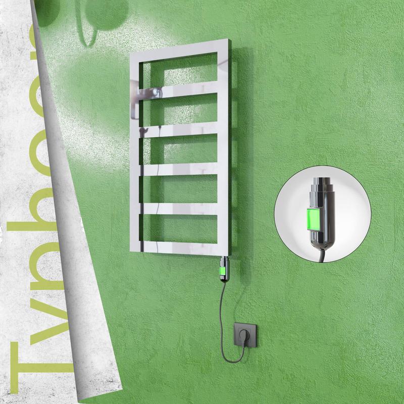 Typhoon Sèche-serviettes Électrique en Inox 400x740 Poli Miroir (Interrupteur Marche/Arrêt) 200W 