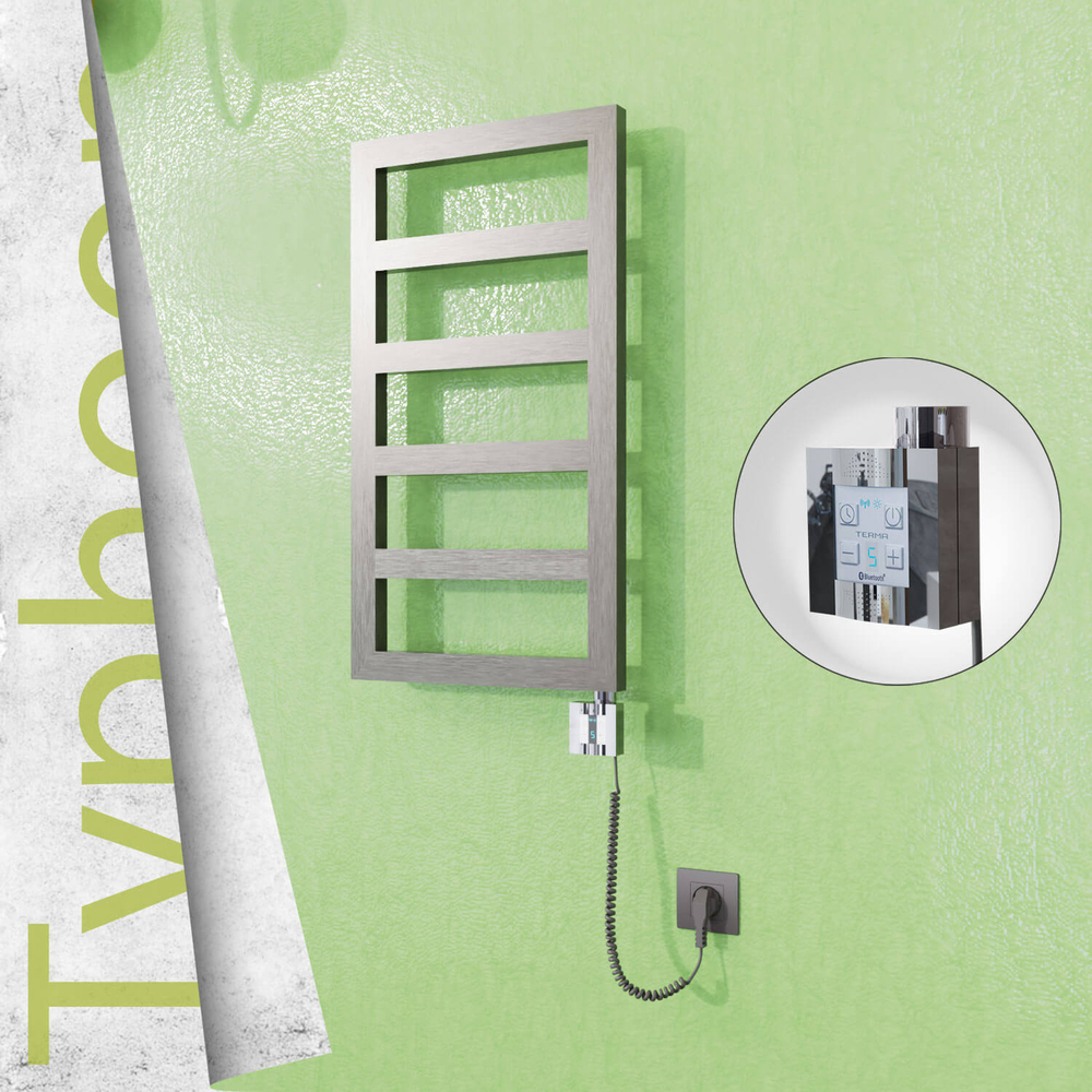 Typhoon Sèche-serviettes Électrique en Inox 400x740 Poli Satiné (KTX4 Thermostat) 200W Câble Spiralé - 1