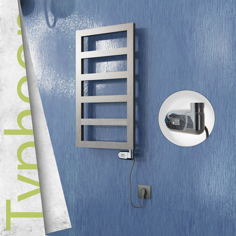 Typhoon Sèche-serviettes Électrique en Inox 400x740 Poli Satiné (Thesis Thermostat) 200W 