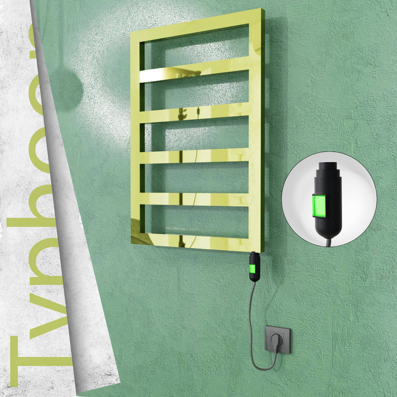 Typhoon Sèche-serviettes Électrique en Inox 500x1020 Doré (Interrupteur Marche/Arrêt) 300W 