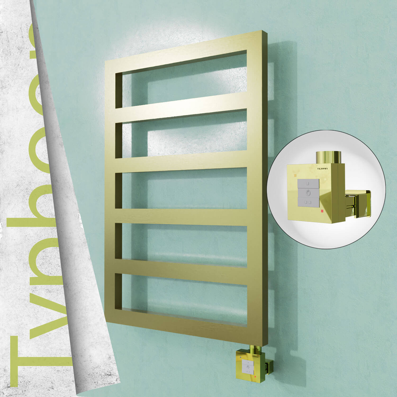 Typhoon Sèche-serviettes Électrique en Inox 500x1020 Doré Satiné (KTX1 Thermostat) 300W 
