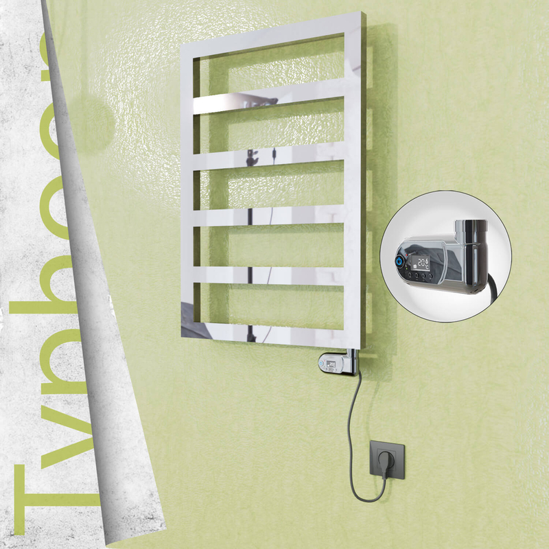 Typhoon Sèche-serviettes Électrique en Inox 500x1020 Poli Miroir (Thesis Thermostat) 300W 