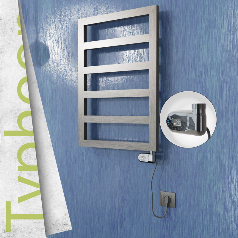 Typhoon Sèche-serviettes Électrique en Inox 500x1020 Poli Satiné (Thesis Thermostat) 300W 