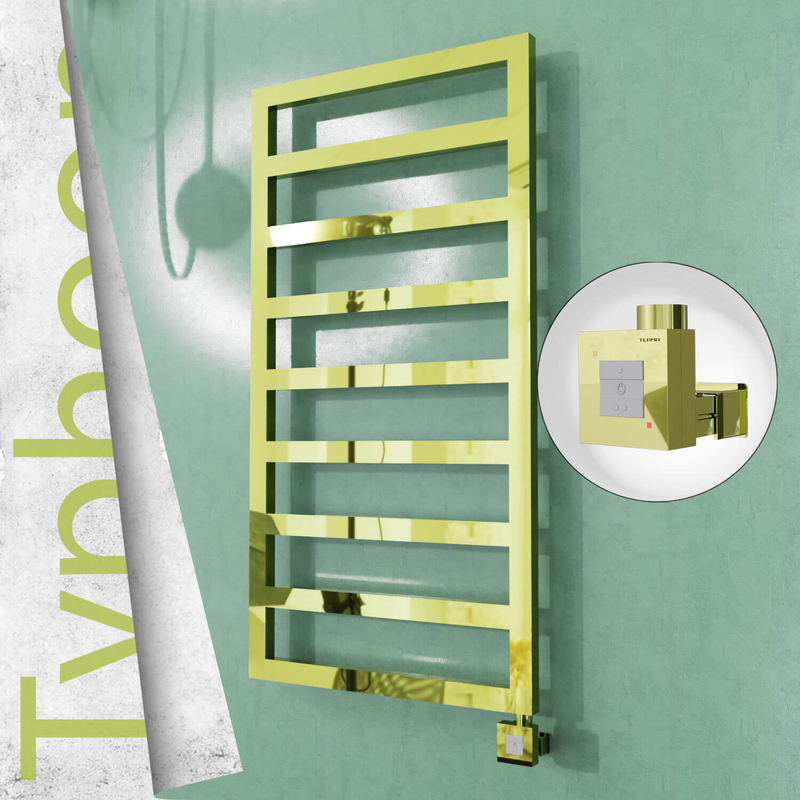 Typhoon Sèche-serviettes Électrique en Inox 500x1580 Doré (KTX1 Thermostat) 600W 