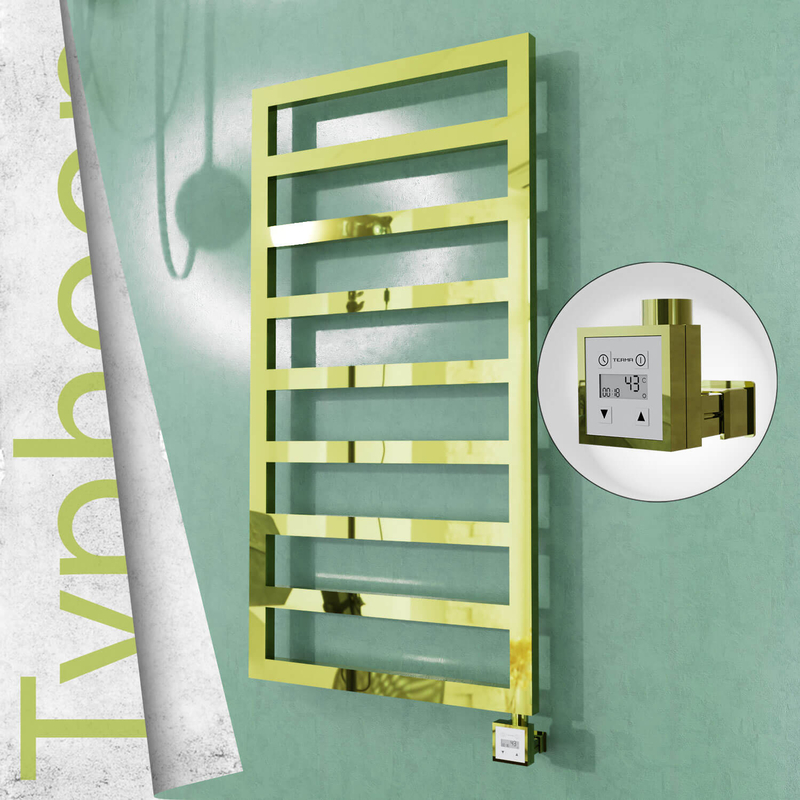 Typhoon Sèche-serviettes Électrique en Inox 500x1580 Doré (KTX3 Thermostat) 600W 