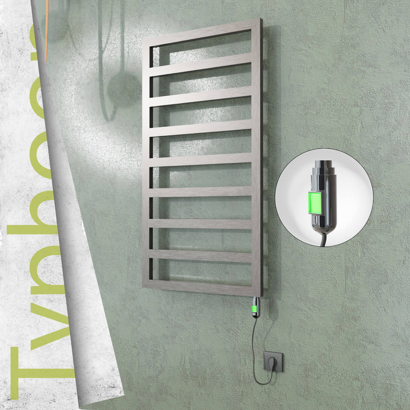 Typhoon Sèche-serviettes Électrique en Inox 500x1580 Poli Satiné (Interrupteur Marche/Arrêt) 600W 