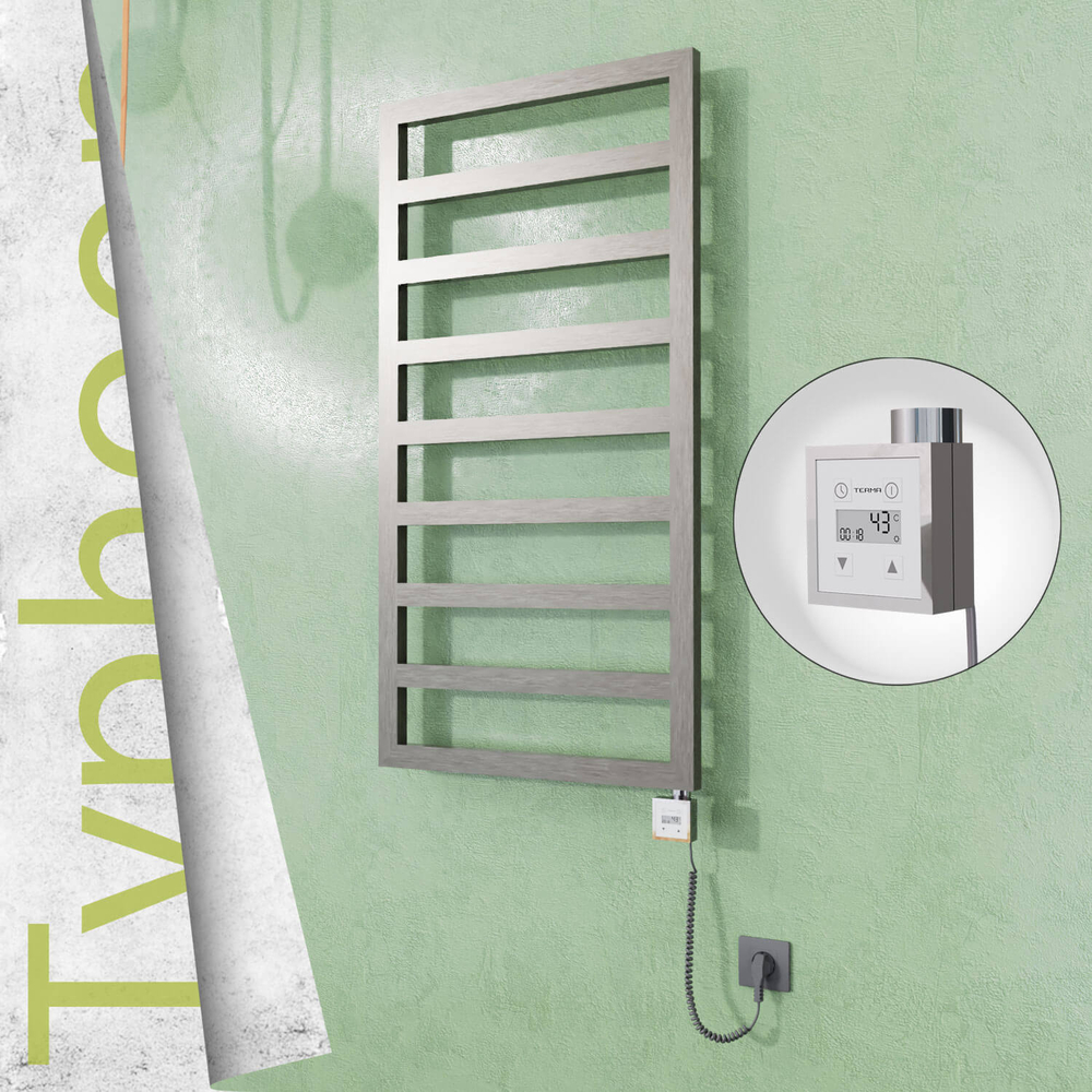 Typhoon Sèche-serviettes Électrique en Inox 500x1580 Poli Satiné (KTX3 Thermostat) 600W Câble Spiralé - 1