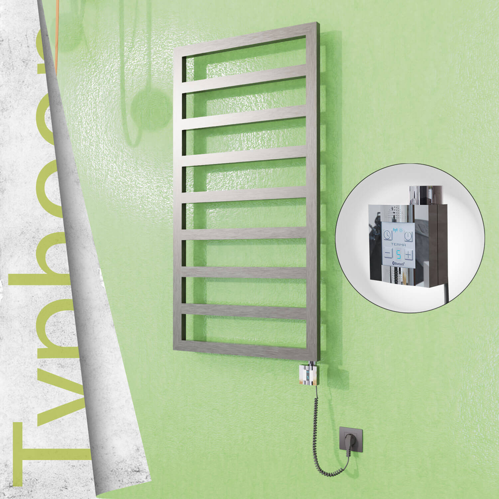 Typhoon Sèche-serviettes Électrique en Inox 500x1580 Poli Satiné (KTX4 Thermostat) 600W Câble Spiralé - 1