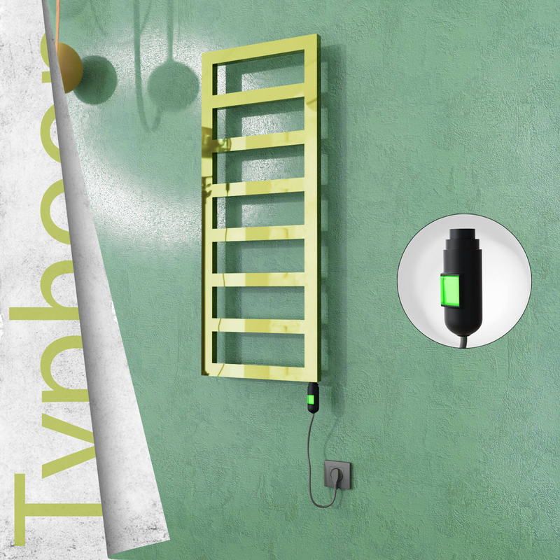 Typhoon Sèche-serviettes Électrique en Inox 500x740 Doré (Interrupteur Marche/Arrêt) 200W 