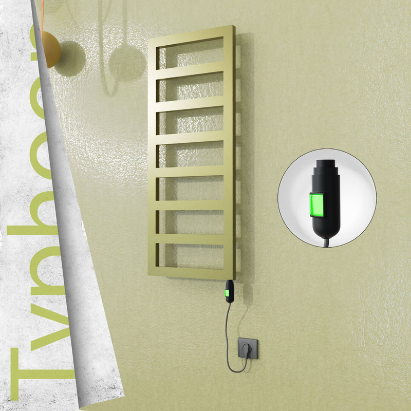 Typhoon Sèche-serviettes Électrique en Inox 500x740 Doré Satiné (Interrupteur Marche/Arrêt) 200W 