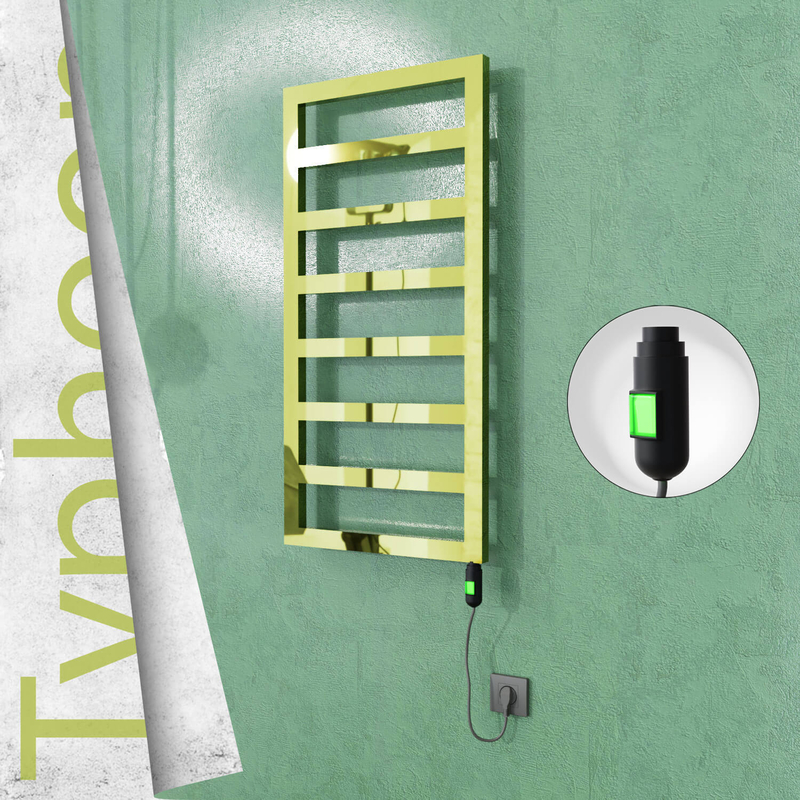 Typhoon Sèche-serviettes Électrique en Inox 600x1020 Doré (Interrupteur Marche/Arrêt) 300W 