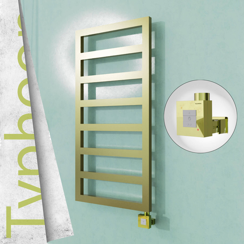 Typhoon Sèche-serviettes Électrique en Inox 600x1020 Doré Satiné (KTX1 Thermostat) 300W 