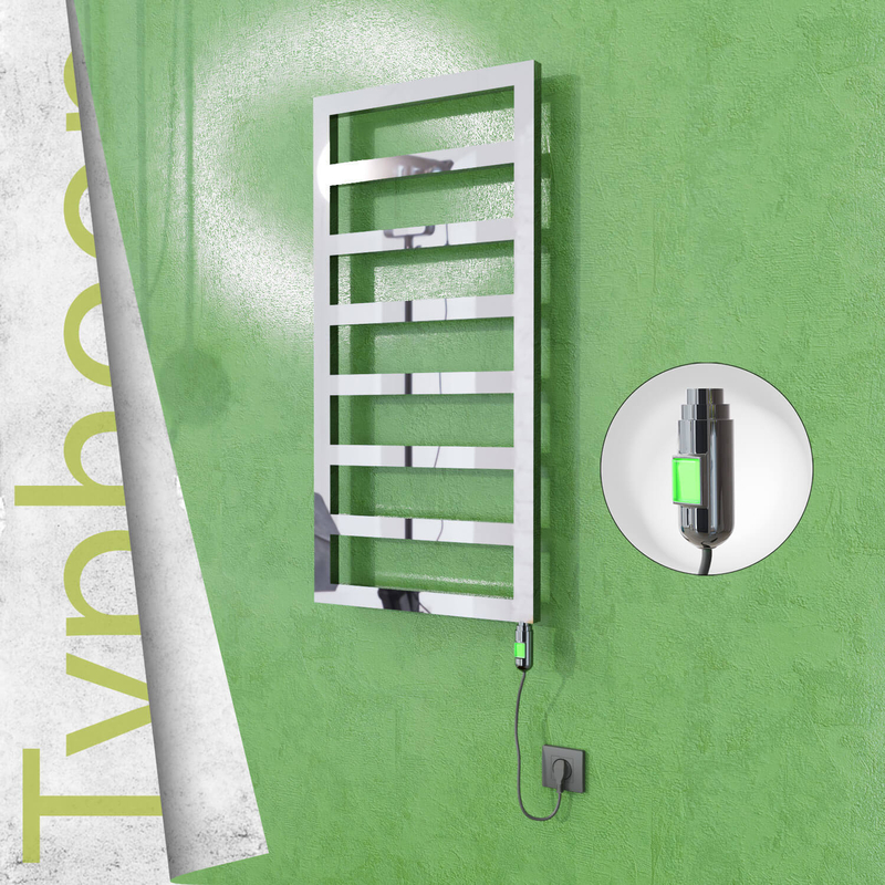 Typhoon Sèche-serviettes Électrique en Inox 600x1020 Poli Miroir (Interrupteur Marche/Arrêt) 300W 