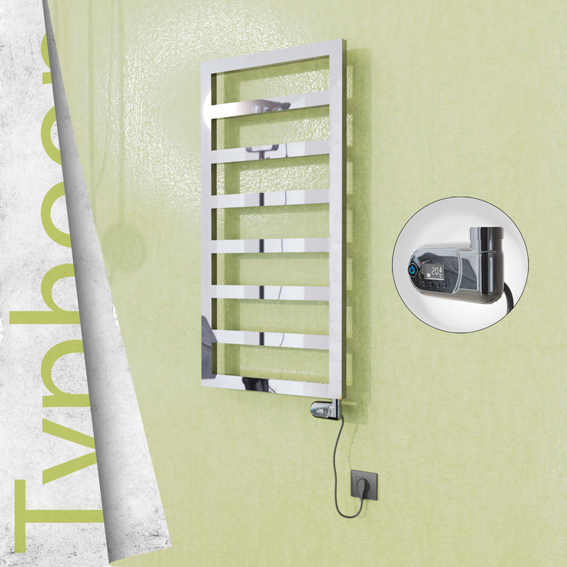 Typhoon Sèche-serviettes Électrique en Inox 600x1020 Poli Miroir (Thesis Thermostat) 300W 