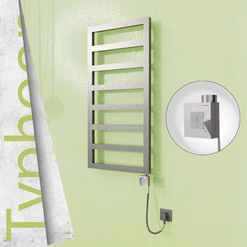Typhoon Sèche-serviettes Électrique en Inox 600x1020 Poli Satiné (KTX1 Thermostat) 300W Câble Spiralé