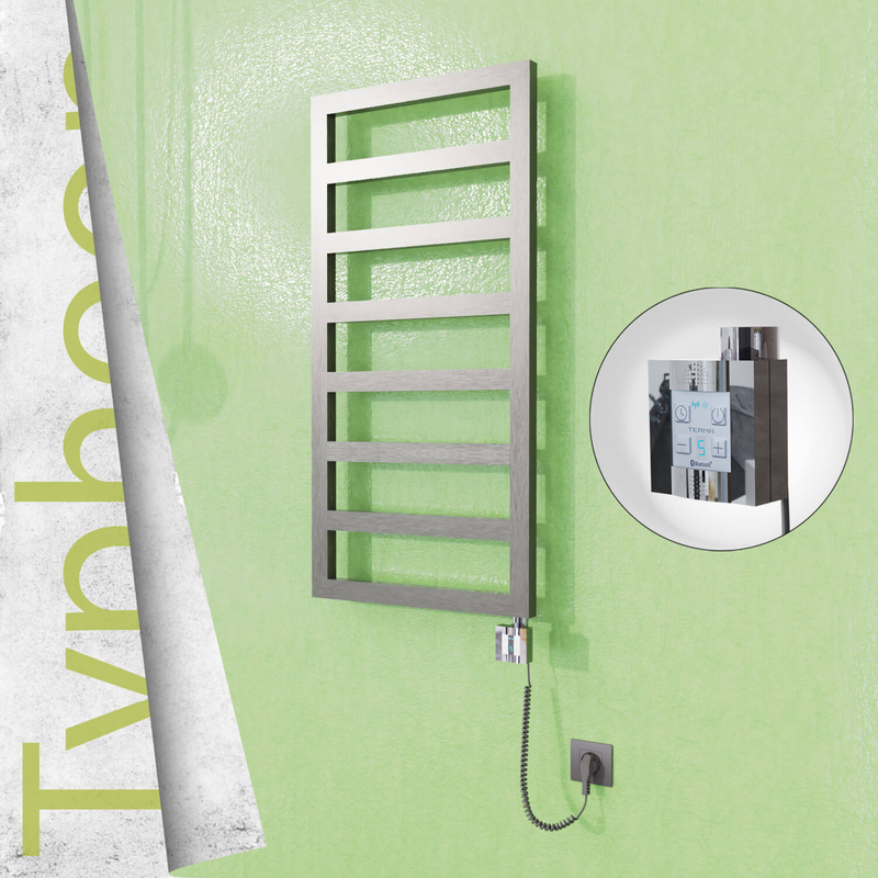 Typhoon Sèche-serviettes Électrique en Inox 600x1020 Poli Satiné (KTX4 Thermostat) 300W Câble Spiralé 