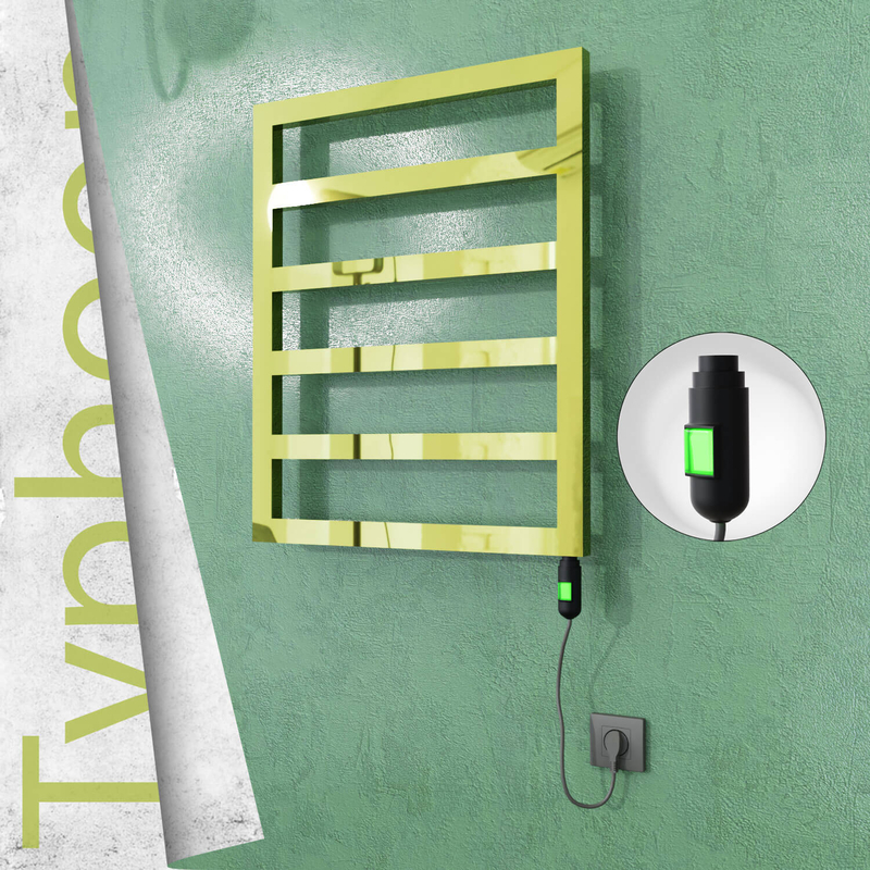Typhoon Sèche-serviettes Électrique en Inox 600x1160 Doré (Interrupteur Marche/Arrêt) 300W 