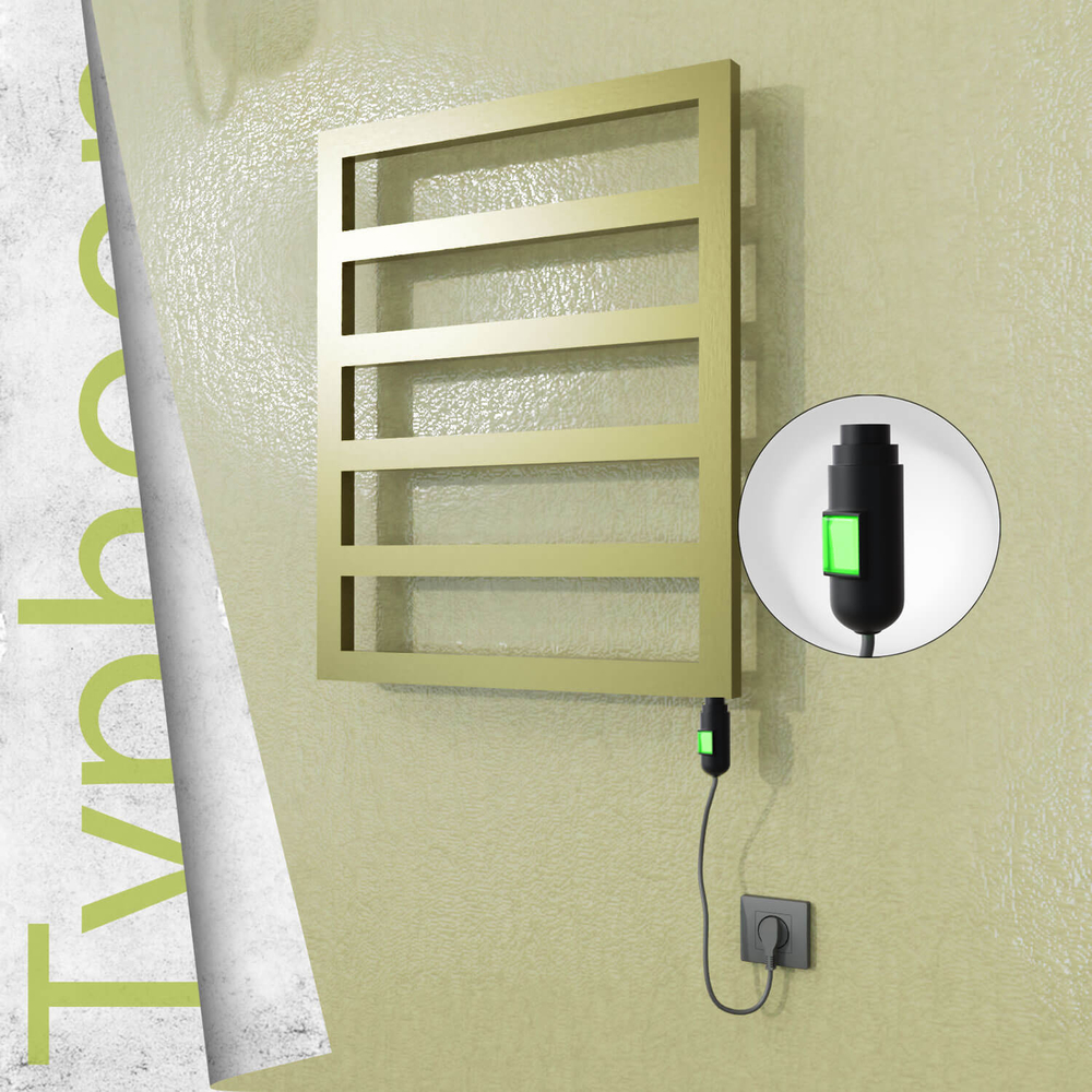 Typhoon Sèche-serviettes Électrique en Inox 600x1160 Doré Satiné (Interrupteur Marche/Arrêt) 300W - 1
