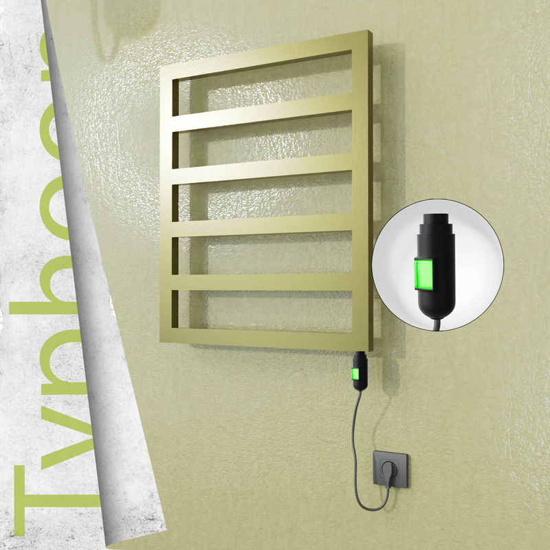 Typhoon Sèche-serviettes Électrique en Inox 600x1160 Doré Satiné (Interrupteur Marche/Arrêt) 300W 