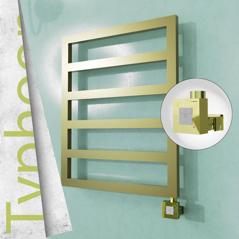 Typhoon Sèche-serviettes Électrique en Inox 600x1160 Doré Satiné (KTX1 Thermostat) 300W 