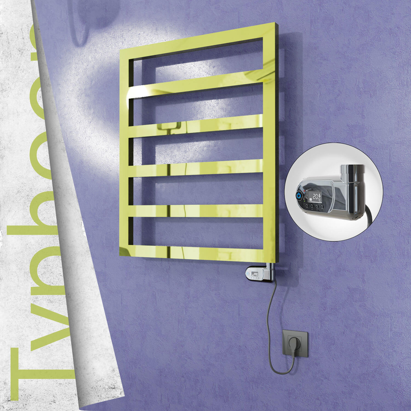 Typhoon Sèche-serviettes Électrique en Inox 600x1160 Doré (Thesis Thermostat) 300W 