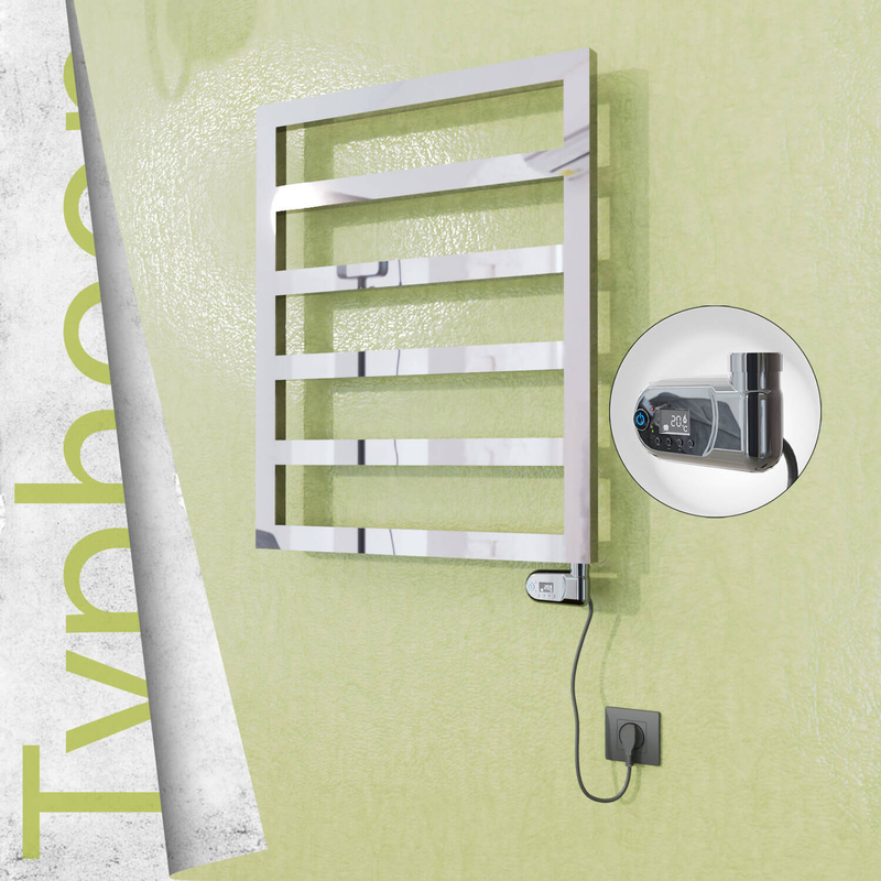 Typhoon Sèche-serviettes Électrique en Inox 600x1160 Poli Miroir (Thesis Thermostat) 300W 