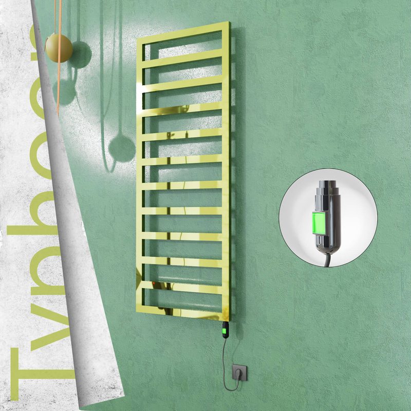 Typhoon Sèche-serviettes Électrique en Inox 600x1580 Doré (Interrupteur Marche/Arrêt) 600W