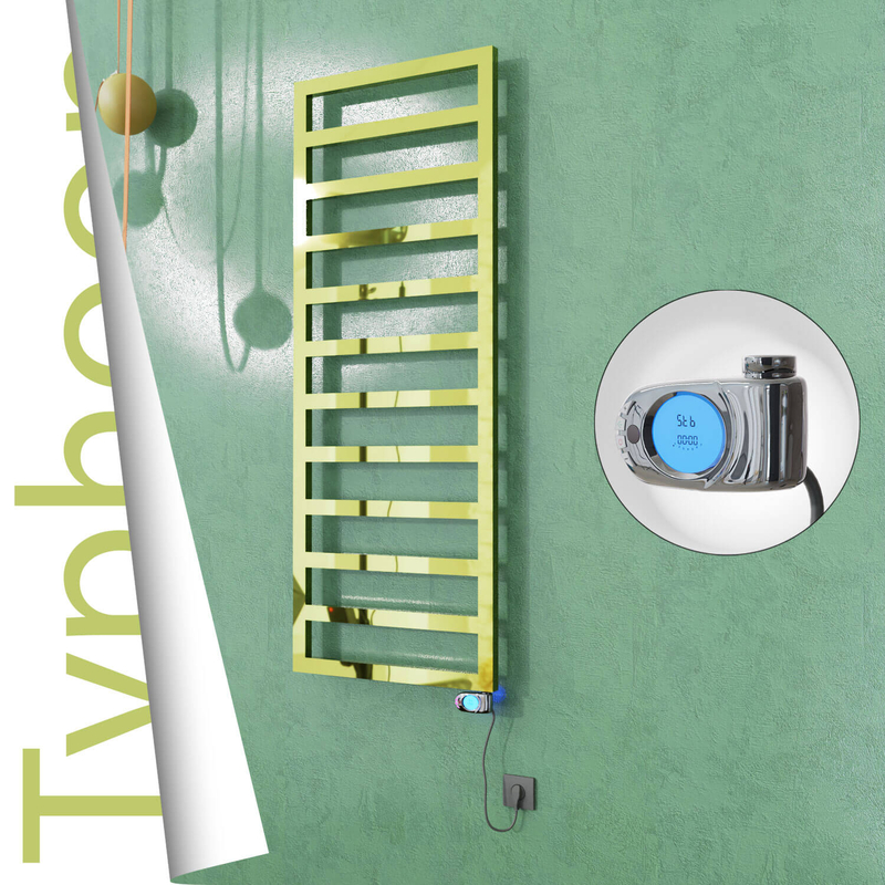 Typhoon Sèche-serviettes Électrique en Inox 600x1580 Doré (Musa Thermostat) 600W 