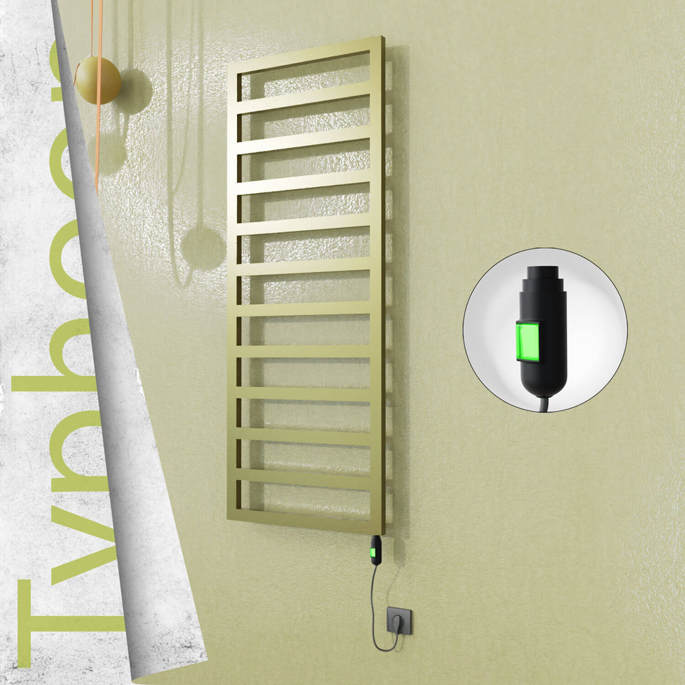 Typhoon Sèche-serviettes Électrique en Inox 600x1580 Doré Satiné (Interrupteur Marche/Arrêt) 600W - 1
