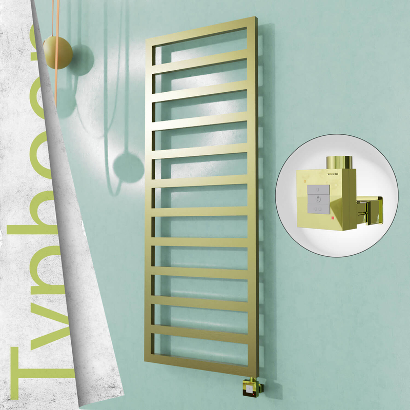 Typhoon Sèche-serviettes Électrique en Inox 600x1580 Doré Satiné (KTX1 Thermostat) 600W 